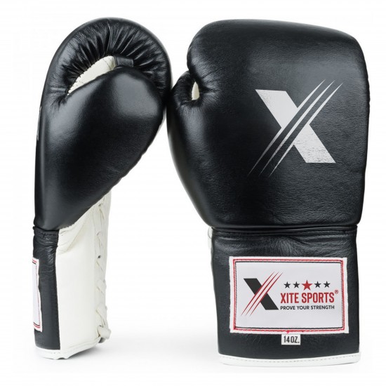 Xitesports® Black Lace-Up Boxing Gloves
