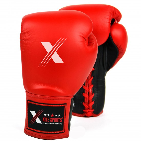 Xitesports® Fight Lace-up Boxing Gloves Red