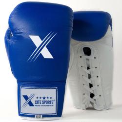 Xitesports® Blue Lace Up Leather Boxing Gloves