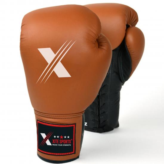 Lace-up Sparring Gloves Brown-Black