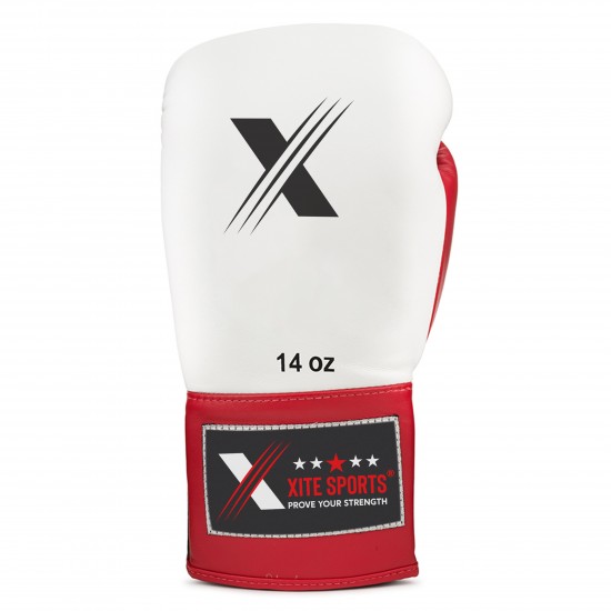 Top Xitesports® Lace Up Boxing Gloves Black/White/Red