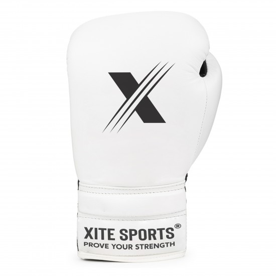 Top Xitesports® Comp Lace Up Boxing Gloves White & Black
