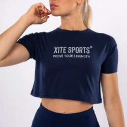 Dark Navy Women Crop Top T-Shirt