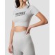 Custom Women Seamless Cropped T-shirt Light Grey 