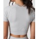 Custom Women Seamless Cropped T-shirt Light Grey 